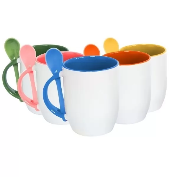 Caneca com Colher Conica Para Sublimação