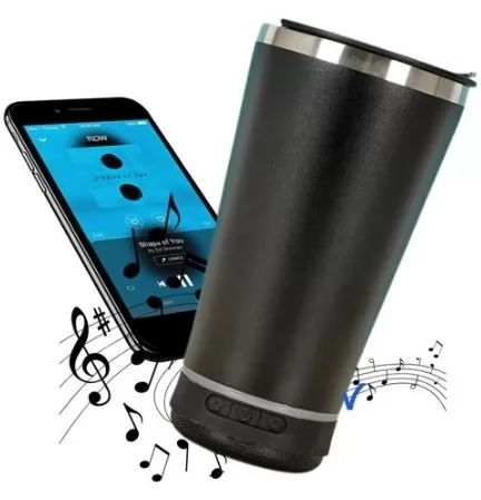 Copo térmico com caixa de som bluetooth