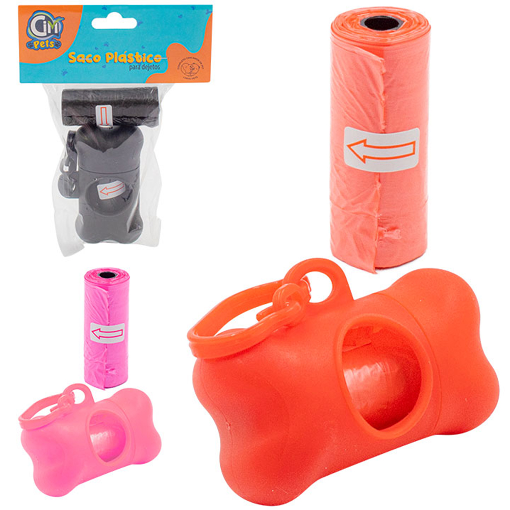 SACO / SAQUINHO PARA FEZES ANIMAL DE PLASTICO COM 30 PECAS 30X22CM + ESTOJO