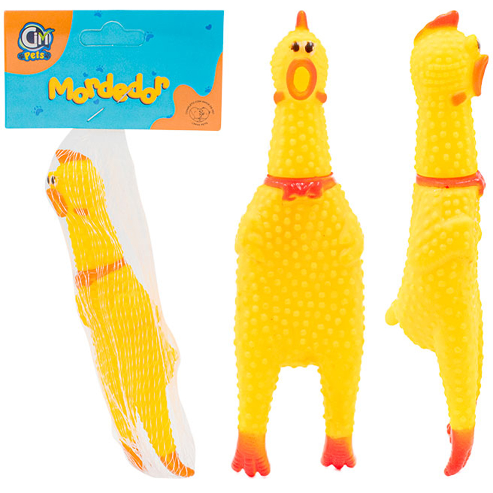 BRINQUEDO PARA CACHORRO FRANGO DE PLASTICO COM SOM 16CM