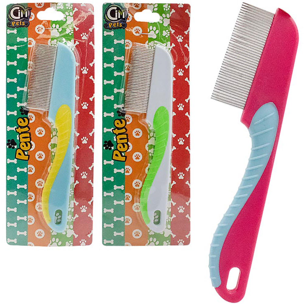 PENTE DE METAL PARA CACHORRO E GATO COLORS 15CM NA CARTELA
