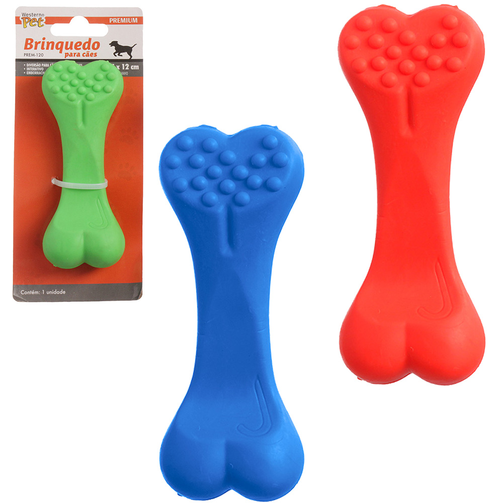 BRINQUEDO PARA CACHORRO OSSO DE PLASTICO MACICO COLORS 12X4,5X3,5CM PREMIUM